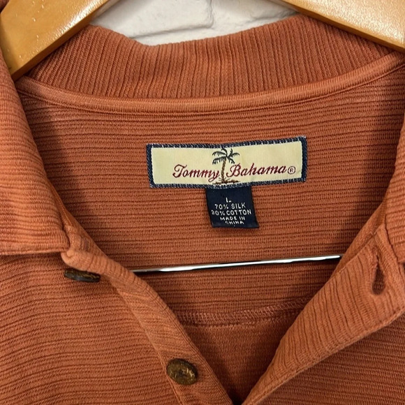 Tommy Bahama Burnt Orange Silk and Cotton Polo, Men’s Size Large - Picture 3 of 8